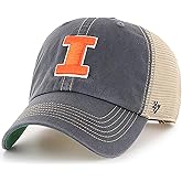 47 NCAA Trawler Primary Logo Team Color Mesh Trucker Clean Up Adjustable Hat, Adult One Size Fits All - Illinois Fighting Illini Navy