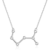 AOBOCO Sterling Silver Zodiac Necklace Embellished with Crystals from Austria, 12 Constellation Horoscope Astrology Necklace, Anniversary Birthday Jewelry Gifts for Women