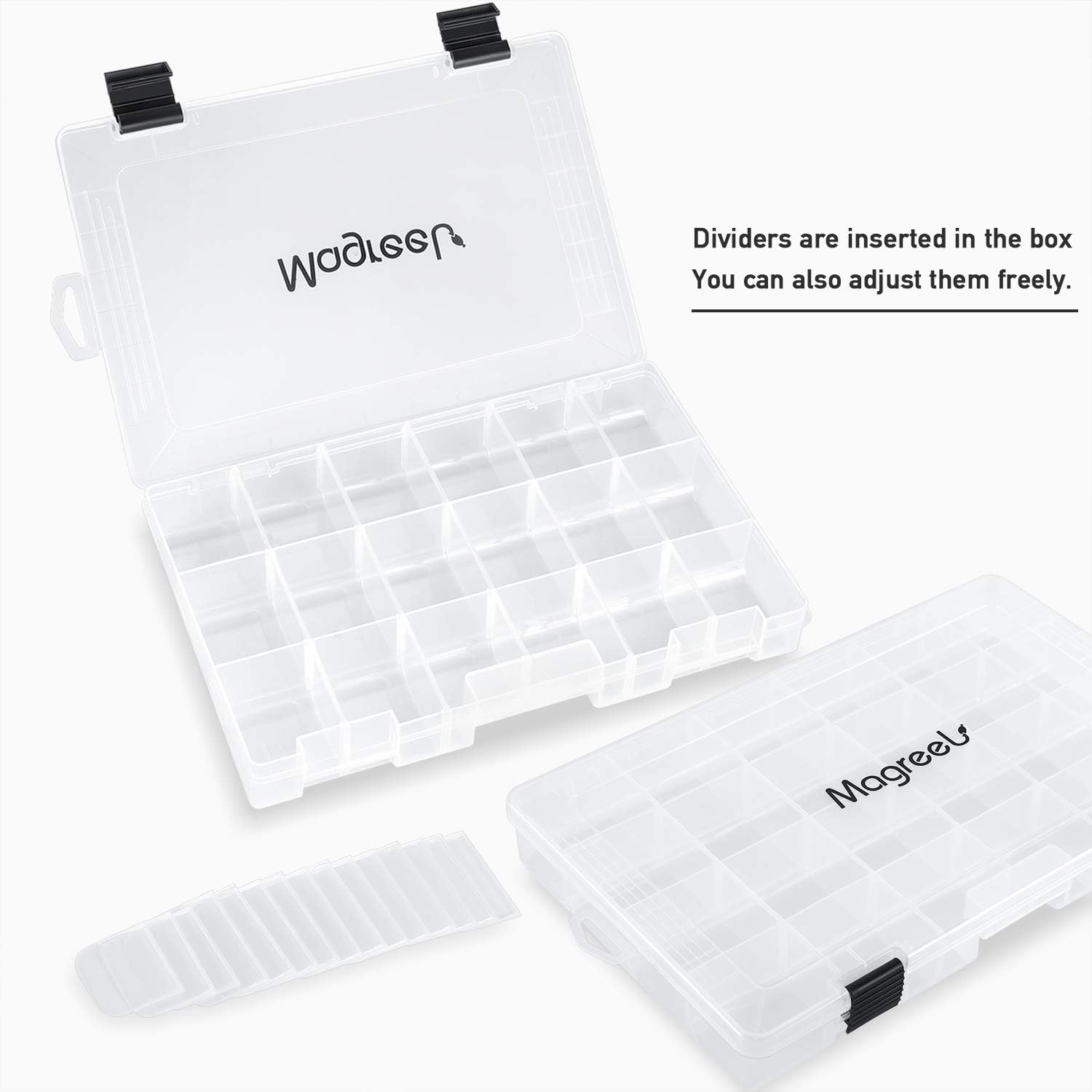 Magreel Fishing Tackle Boxes, Transparent Fish Tackle Storage with Adjustable Dividers, Waterproof Plastic Box Organizer 3600/3700 Tackle Trays, 1 Pack /3 Packs : Sports & Outdoors