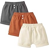 SOBOWO Baby Boys Girls Sport Shorts Summer 3-Pack Solid Cotton Jogger Active Shorts Casual Harem Pants 0-24 Months