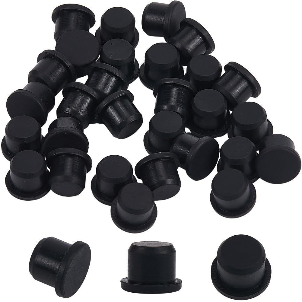 GORGECRAFT 30PCS Salt and Pepper Shakers Stopper 11.5mm Inner Diameter Black Silicone Stopper Tube Seal Plug Reusable Waterproof Replacement Insert Hole Plug End Covers for Bottles Pipes Flower Pots