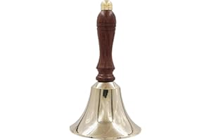 Super Loud Polished Brass Hand Call Bell for Weddings, Christmas, School (3" D x 3" W x 5.5" H) Hand Bells by The Metal Magician (Pack of 1)