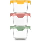 Ello Color Lock 2 Cup Glass Meal Prep Set with Lids, 3 Pack,Desert Festival | Glass Meal Prep Set With Airtight Leakproof Locking Lids, Microwave And Oven Safe Glass, Freezer Safe, And BPA-Free