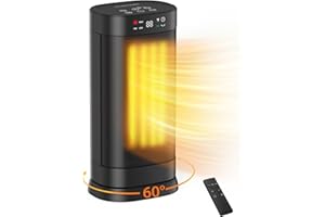 PEREYSI 1500W Space Heater, Portable Electric Heater Heat Up 200 Square Feet for Indoor Use Office Garage, Rapid PTC Ceramic Heating with Remote, Digital Thermostat, 24H Timer, Multiple Safety Protection