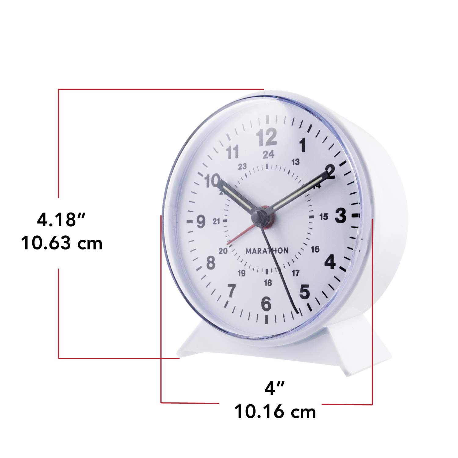 White MARATHON CL034001WH Mechanical WindUp Alarm Clock