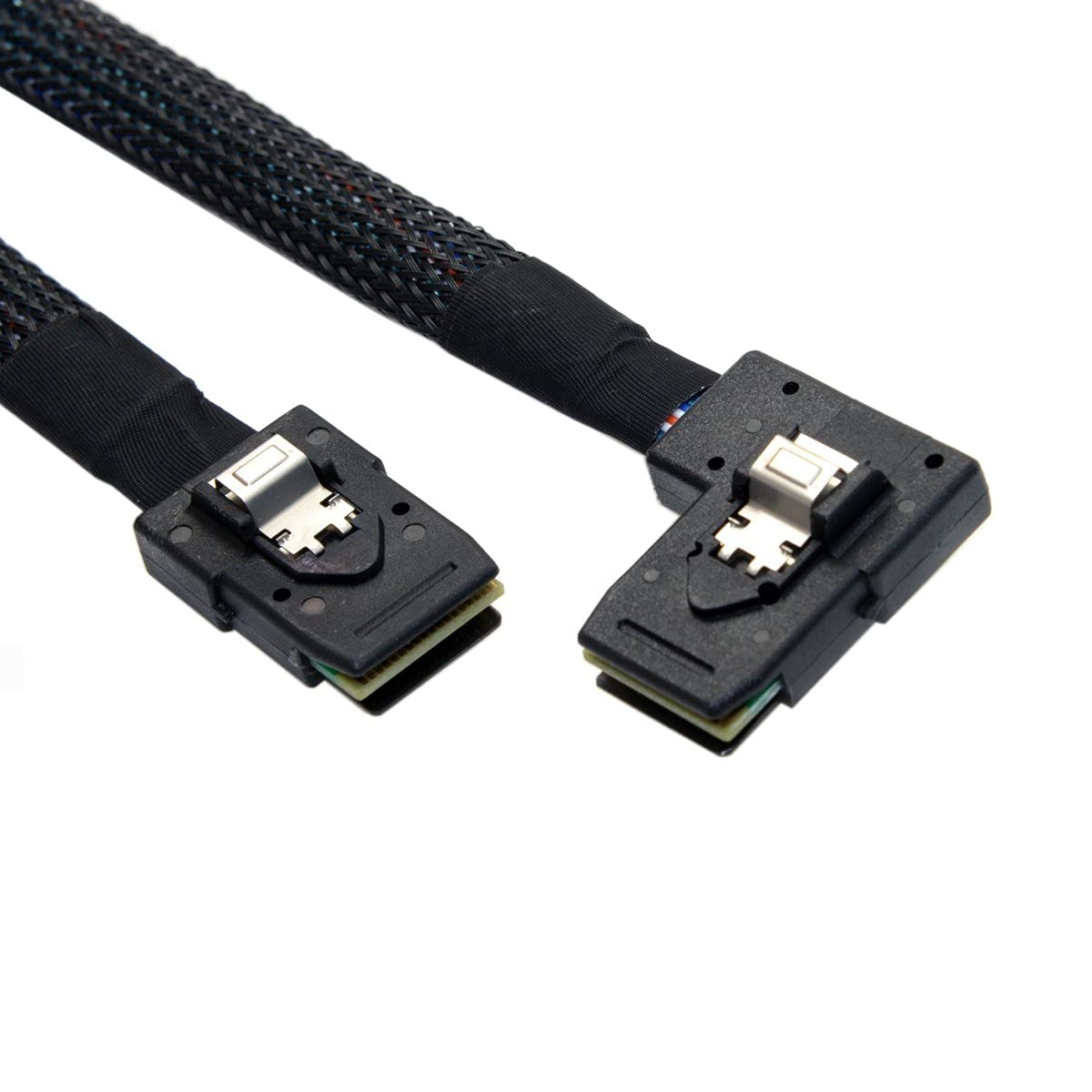 CY Ultra Slim Flat Left Angled 90 Degree Mini SAS 36pin SFF-8087 to 8087 Data Raid Cable 80cm