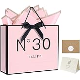 QLSKO 13" Birthday Gift Bag with Card Envelope Sticker Bow Ribbon and Tissue papers for Women Girls Design with Handles,13th-100th (EST.1996 30th, 13" W x 10.5" H x 4.3" D)
