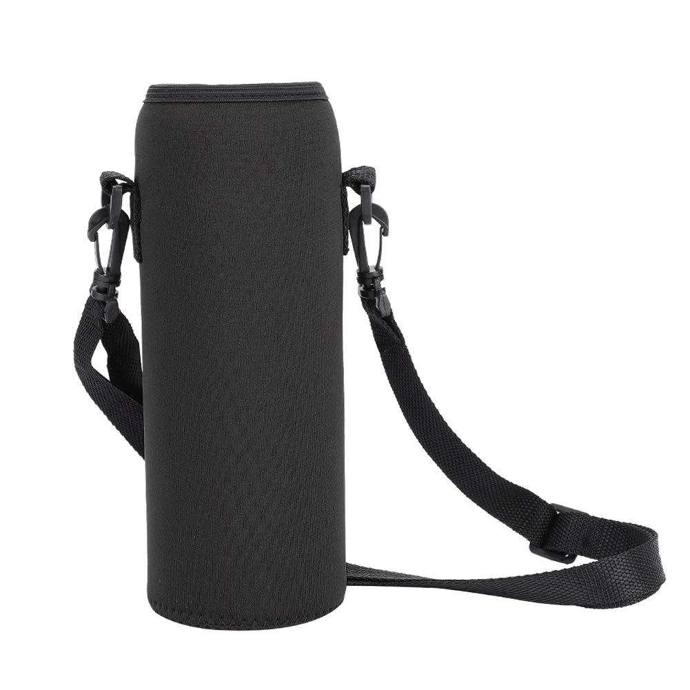 Fishlor Bottle Cover Pouch, Outdoor 1000ml Water Bottle Insulated Cover Neoprene Carrier Bag Pouch with Strap(Black)