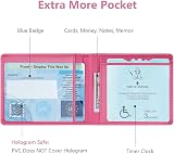 OFFCUP PU Leather Disabled Badge Holder Blue Rose Red Hologram Safety view 3