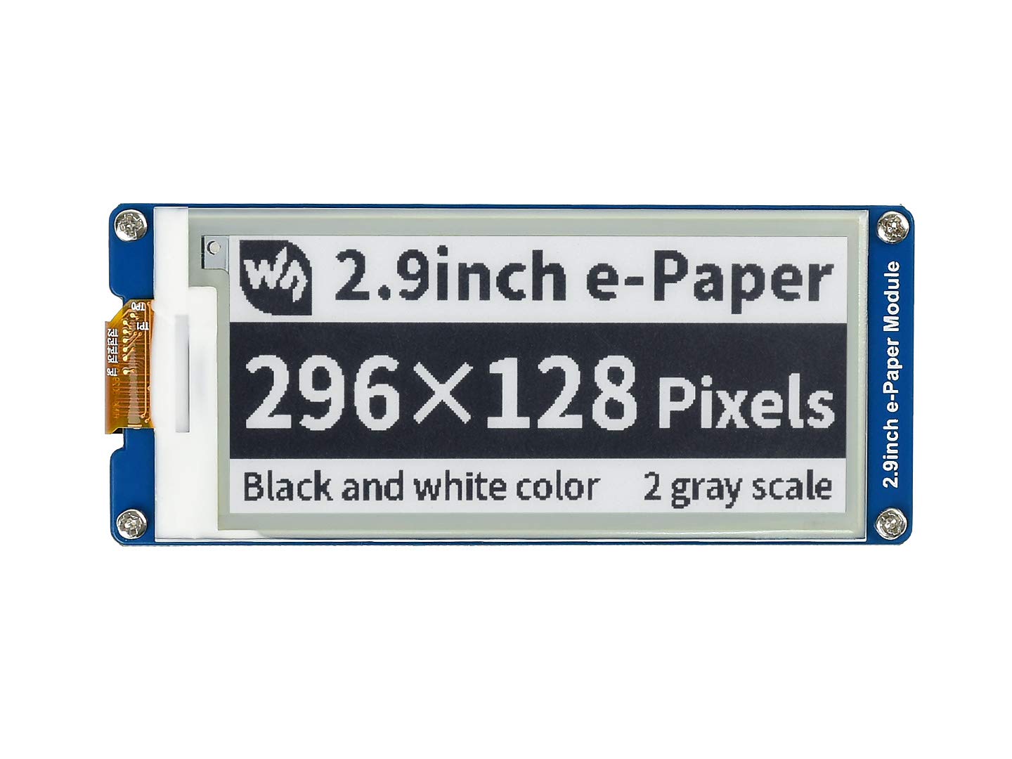 Waveshare 2.9inch E-Ink Display Module for Raspberry Pi & More, 296x128 Resolution, SPI Interface, Partial Refresh, Barebone PC Design