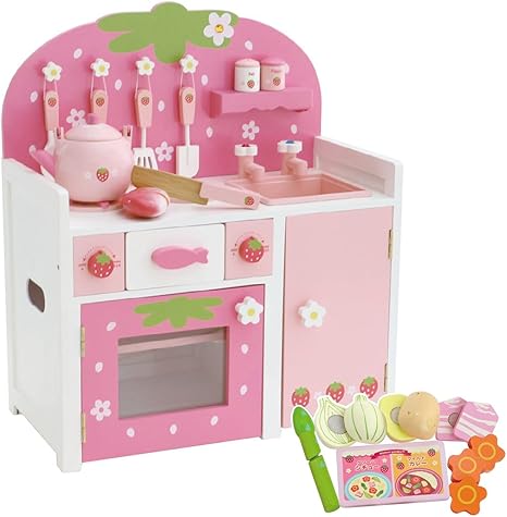 Amazon マザーガーデン おままごと 野いちご キッチン ピンク カレー シチューセット 調理器具11点 組立不要 K 2 木製 いちご グリルキッチン 女の子 キッチンセット 完成品 おもちゃ セット おもちゃ
