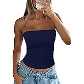 Darong Women's Tank Tops with Built-in Bra Spaghetti Straps Crop Tank Top Summer Y2K Going Out Sleeveless Cami Shirt