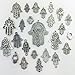 25pc Antiqued Silver Hamsa Hands Connectors Bead Frames Charms Pendants Jewel...