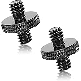 Exircy 2 PCS 1/4" Male to 1/4" Male Threaded Tripod Screw Adapter, Black Double Head Stud Standard Mounting Thread Converter Camera Cage Mount Threaded Light Stand Screw for Shoulder Rig Tripod Stud
