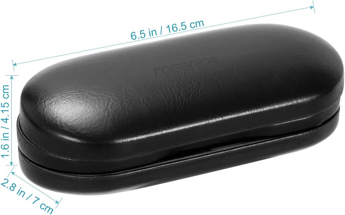 rosenice Portable Double Layer Glasses Box Hard Shell Pu Leather Travel Case with Mirror Tweezers Multipurpose Glasses Organizer for Men Women - Image 4