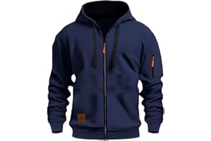 Hoodies for Men Zip Up Trendy Lightweight Work Hoodie Casual Long Sleeve Athletic Workout Jackets with Multi Pockets