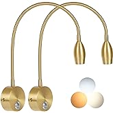 Adust Bedside Reading Light, Bedroom Reading Lamp, 3W LED Touch Dimmable Brightness Minimalist Wall Headboard Reading Lamp, Adjustable Colour Temperature, 3000k, 4000k, 6000k (Gold (2-Pack))