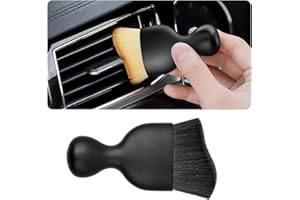 Blilo Car Interior Detailing Brush, Auto Soft Hair Cleaning Brushes, Curved Dirt Dust Collectors, Removal Tool for Dashboard Air Conditioner Vents Leather, Scratch Free (Black/1PCS)