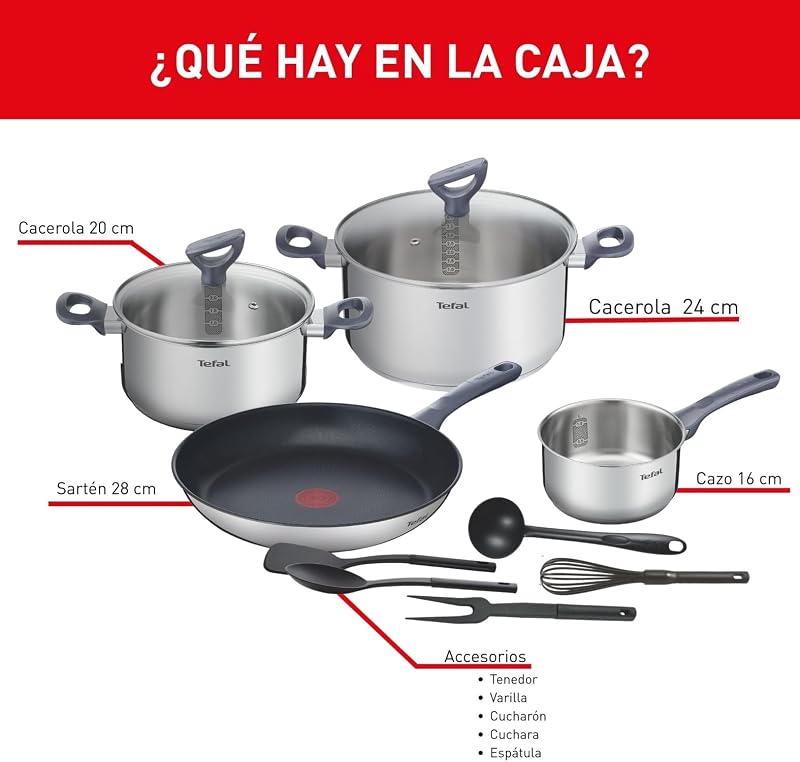 Daily Cook - Juego de 4 Piezas + 5 Accesorios, Acero inoxidable