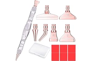 PRAISE V DO Rose Gold Metal Stainless Steel Tip Diamond Painting Art Sticky Drill Dot Pen Stylus Kits Set Accessories Tool with Wax for DIY 5D Diamond Painting Gem Nail Art White