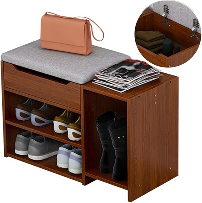Zapatero Almacenamiento Banco Organizador Asiento con Cojin Puede