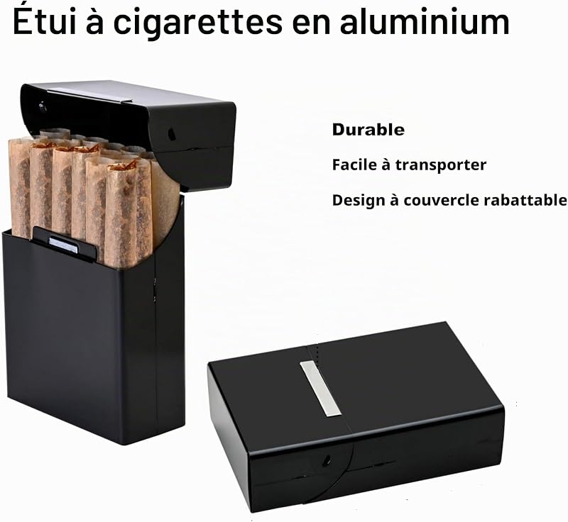 Machine à rouler les cigarettes + étui à cigarettes + 20 tubes filtrants non blanchis - injecteur de tabac manuel pour tubes de 8 mm de diamètre, complet avec accessoires roulants