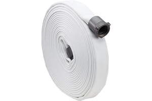 FireHoseDirect Fire Hose - 2 1/2 inches x 25' Lay Flat Water Hose - Made in the USA - White Firefighter Hose - NH Couplings