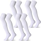 Jenaai 4 Pairs Softball Baseball Socks over the Knee High Stocking Soccer Football Socks Extra Long Stocking