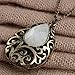 YAZILIND Vintage Bronze Hollow Teardrop White Pendant Chain Long Necklace Women 31