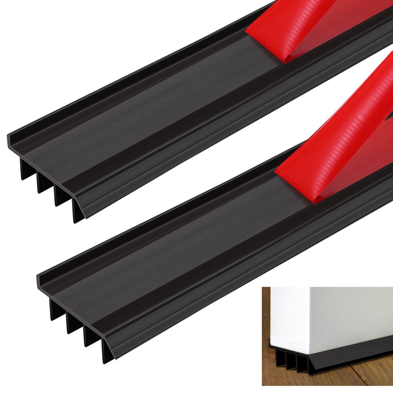 Photo 1 of 2 Pcs 3 Feet Vinyl Door Bottom with Self Adhesive Tape Adjustable Weatherstrip Under Door Bottom Seal with Drip Cap Fits Gaps from 1/4'' to 9/16'' for 1 3/4'' to 2'' Thick Doors (Brown)