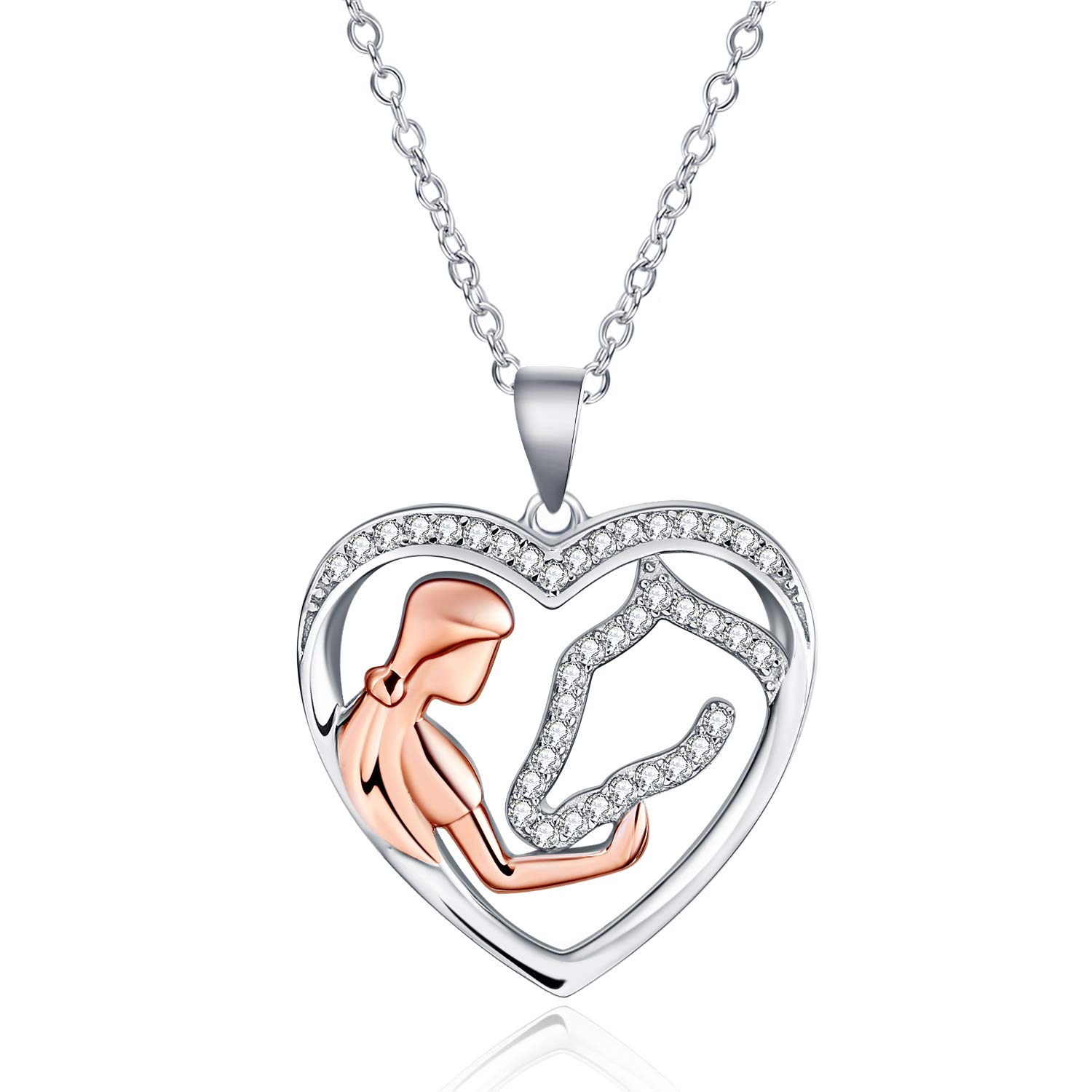 YAFEINI Horse Jewellery Gifts for Women 925 Sterling Silver Horse Heart Pendant Necklace for Women Girls Jewelry