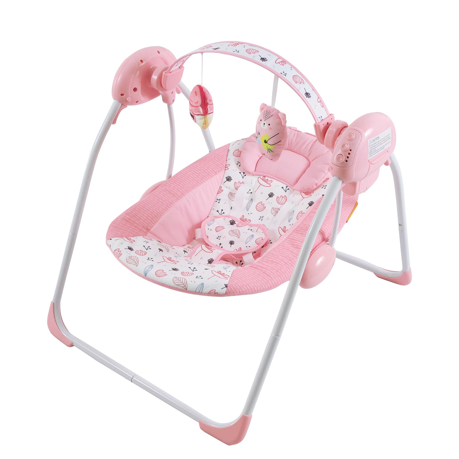 Photo 1 of Otrolepota Baby Swing for Baby Girl,Newborn Swing with Music,5 Speed Levels,Timing Setting,Soft Cushion,Pink Foldable Infant Swing for Indoor Outdoor Use 0-9 Months