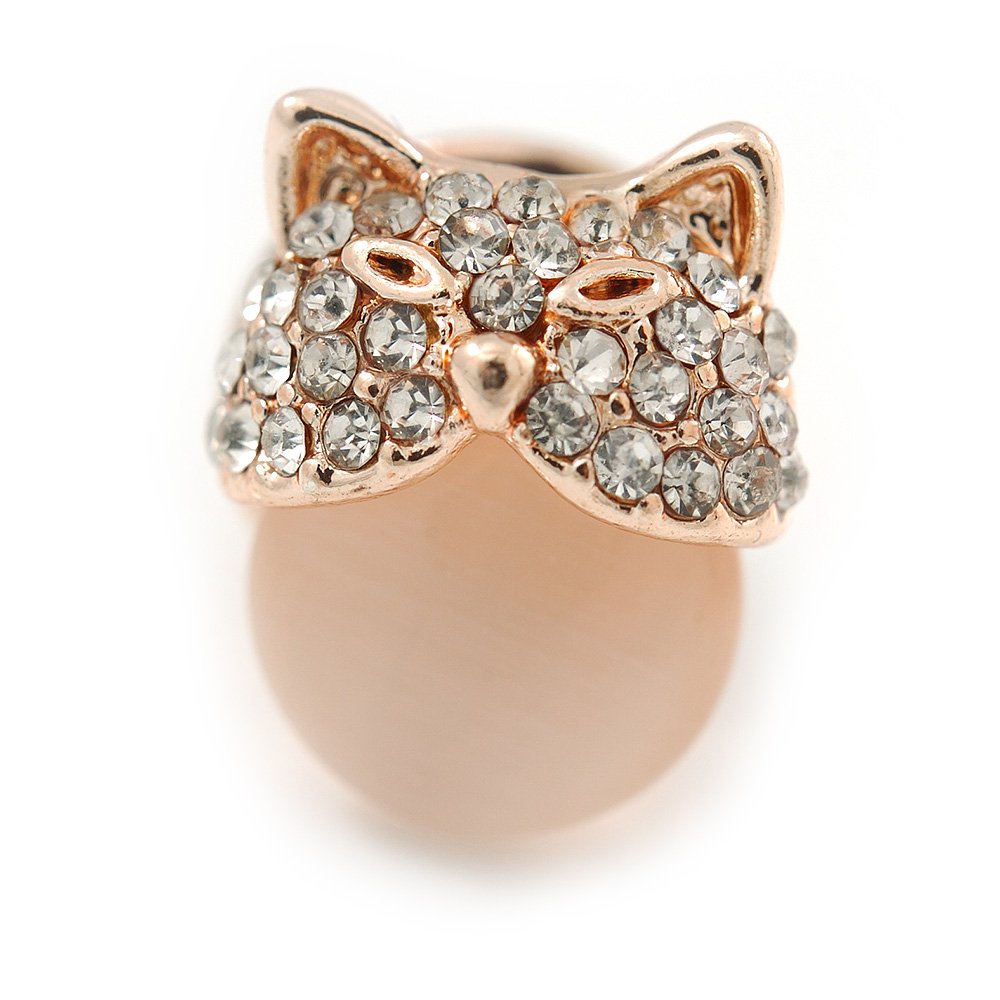 Tiny Crystal Cat Pin Brooch In Gold Tone Metal - 16mm