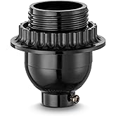 Keyless Socket Replacement with Shade Ring, E26 Pendant Light Socket, Medium Base, Bulb Holder for Table &amp; Floor Lamps, Hanging Socket, Black, UL Listed, 1-Pack