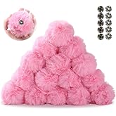 Ouliget Pom Pom Balls,Removeable Button Faux Fur Pom Poms,DIY Creative Crafts Pom poms, Fluffy Balls Fits Art and Decoration Shoes Scarves Bags,Pink, 20 Pieces, 3 Inches