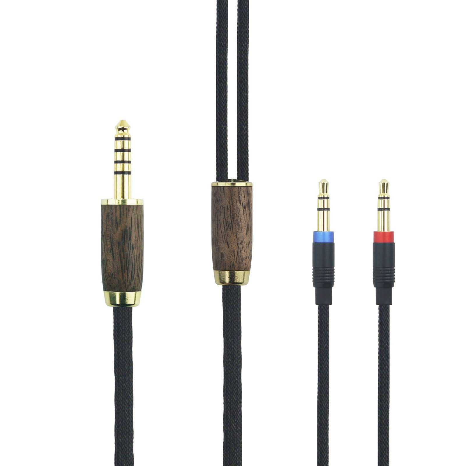 Photo 1 of NewFantasia 4.4mm Balanced Cable 6N OCC Copper Silver Plated Cord Walnut Wood Shell Compatible with Hifiman Sundara, Ananda, Arya, HE400SE, HE4XX, HE-400i Headphone (2 x 3.5mm Version)