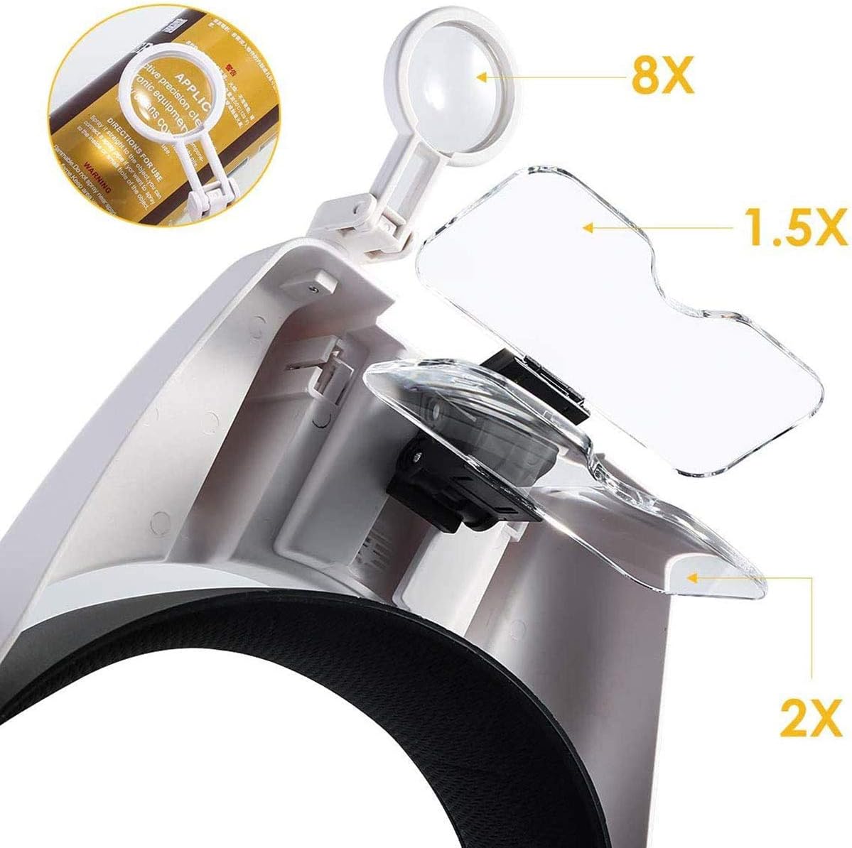 Lychee magnifying glass with lighting, head-mounted magnifying mask with 3 decorative magnifying glass LEDs - Image 5