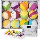 Aprilis 12 Bath Bombs Gift Set, Natural Vegan Bath Bomb Kit with Different Organic Essential Oils, Perfect Birthday Gift idea For Her, Women, Teen Girls and Kids