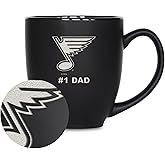 Rico Industries NHL Hockey St. Louis Blues #1 Dad 15oz Laser Engraved Matte Black Ceramic Bistro Mug - For Hot or Cold Drinks