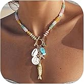 Coiris Fish Necklace for Women Beaded Stone 3d Lively Fish Necklace Beach Summer Hawaiian Ocean Dainty Gift Jewelry for Her