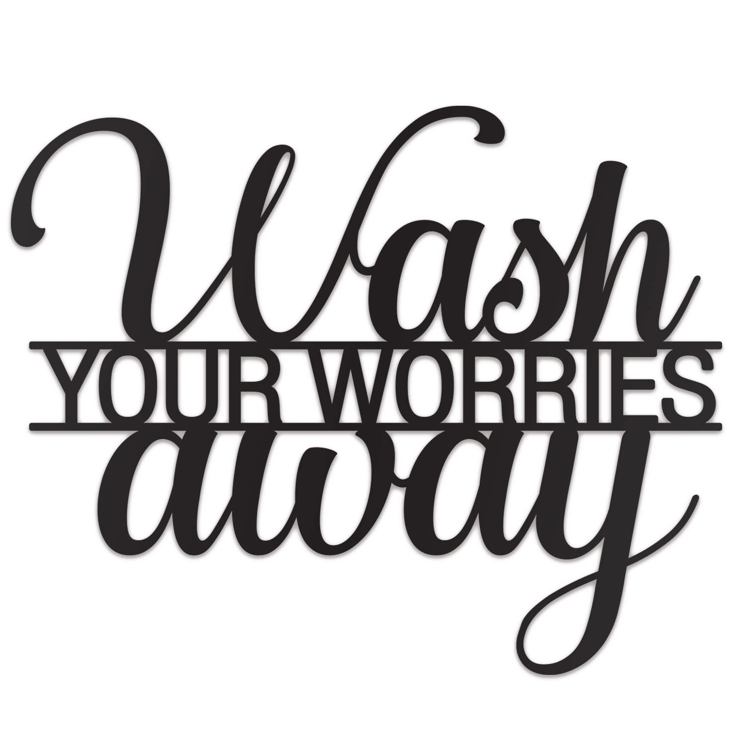 Vivegate Wash Your Worries Away Bathroom Sign Metal Wall Decor - 14"X11" Black Modern Beautiful Wash Your Worries Away Farmhouse Metal Wall Signs for Hanging Any Bathroom Wash Rinse Rrepeat Sign