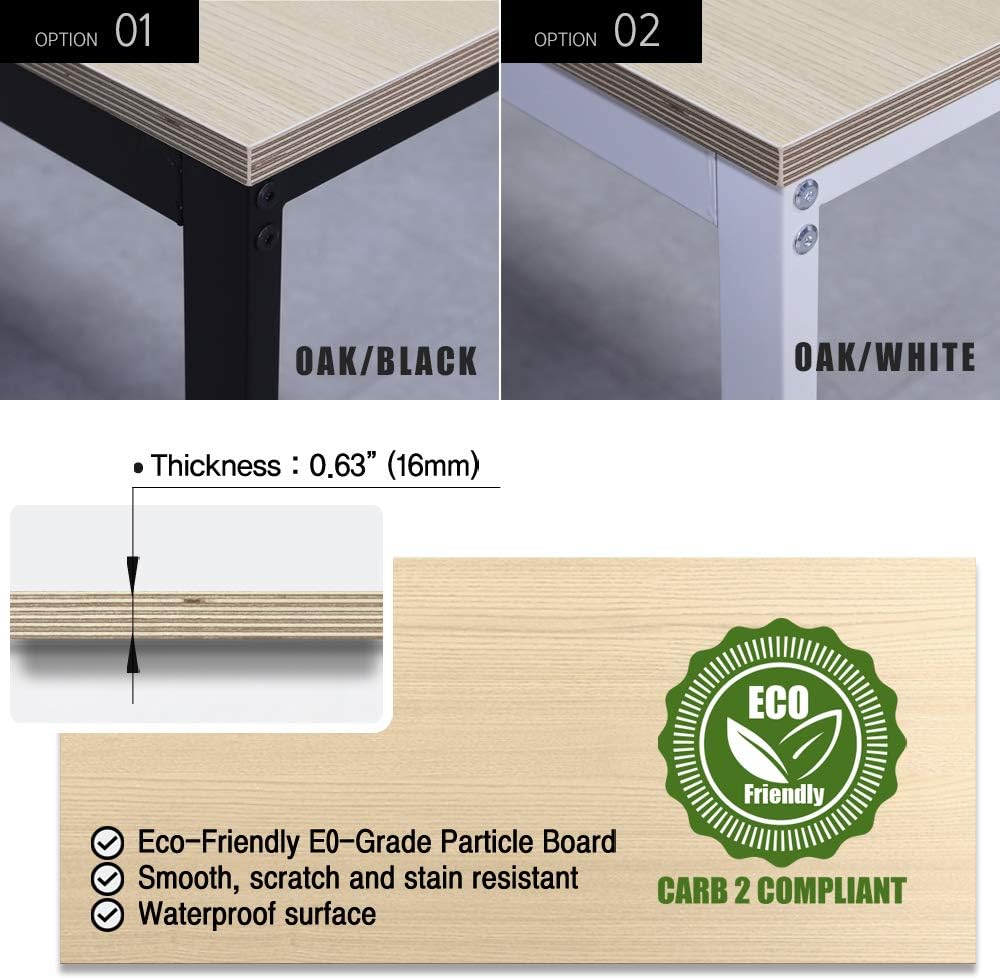 SOFSYS 31" Computer Writing Desk Workstation Table Home Office Design for Video Gaming, Designers and Entrepreneurs, Small Desktop with Sturdy Metal Frame, Oak/Black: Kitchen & Dining