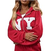 SOLY HUX Women's Zip Up Hoodies Long Sleeve Graphic Oversized Sweatshirts Casual Y2k Jacket Fall Outfits