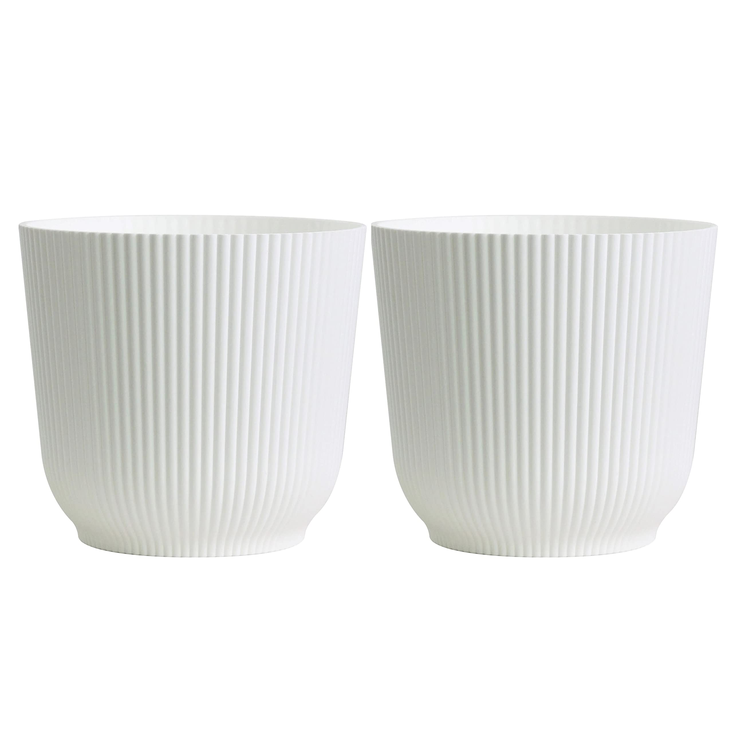 Olly & Rose Oxford Plant Pot Planter Plastic - Pack of 2 - Indoor and Outdoor Flower Pots for Garden and Home - Toughened Resin Plant Pots (White, 14cm) โ image 1