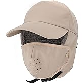 AISIYEDO Trapper Hat with Ear Flaps and Face Cover, Winter Baseball Cap for Men Women to Keep Warm and Waterproof