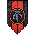 Star Wars Mandalorian Banner - Mandalorian Crest with Red Stripes