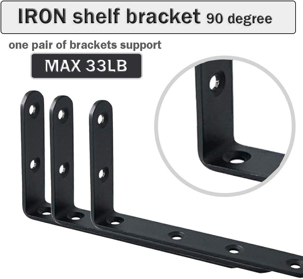 Corner Brace 8 Pcs Shelf Bracket Heavy Duty Black Steel L Corner Brace, Decorative Joint Angle Bracket for Shelf 5 InchX3 Inch Shelves Wall Hanging Bracket with Screws (125X75mm(5 InchX3 Inch)(8PCS)): Home Improvement