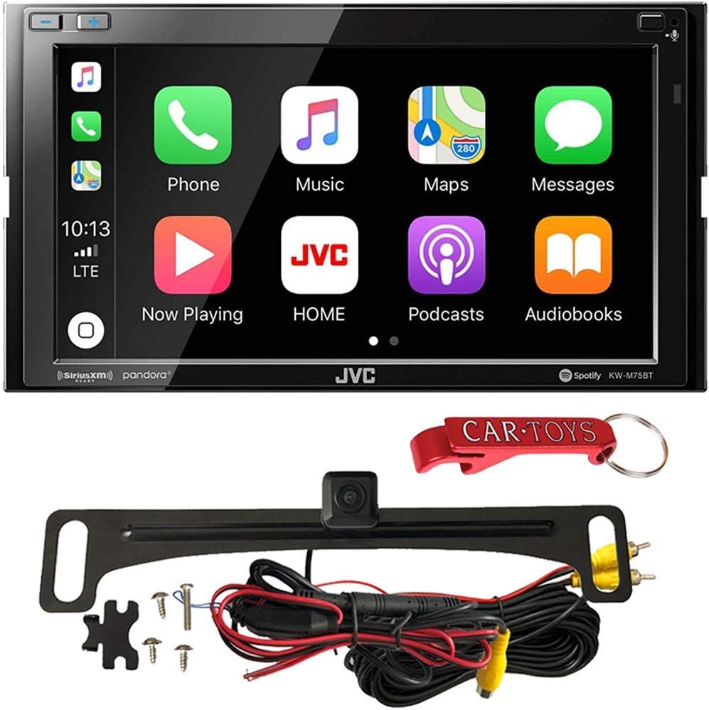 JVC KW-M75BT 6.8" Multimedia Receiver Safe Driver's Bundle with Voxx HD Backup Camera. Double-DIN Stereo with Apple CarPlay, Android Auto, Bluetooth, SiriusXM Ready, Maestro Ready, High Res, KWM75BT