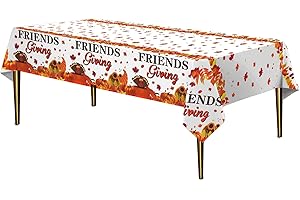 AUSHENKE Friendsgiving Tablecloth - Disposable Happy Thanksgiving Table Cover for Party Decorations Supplies, 2 Pack