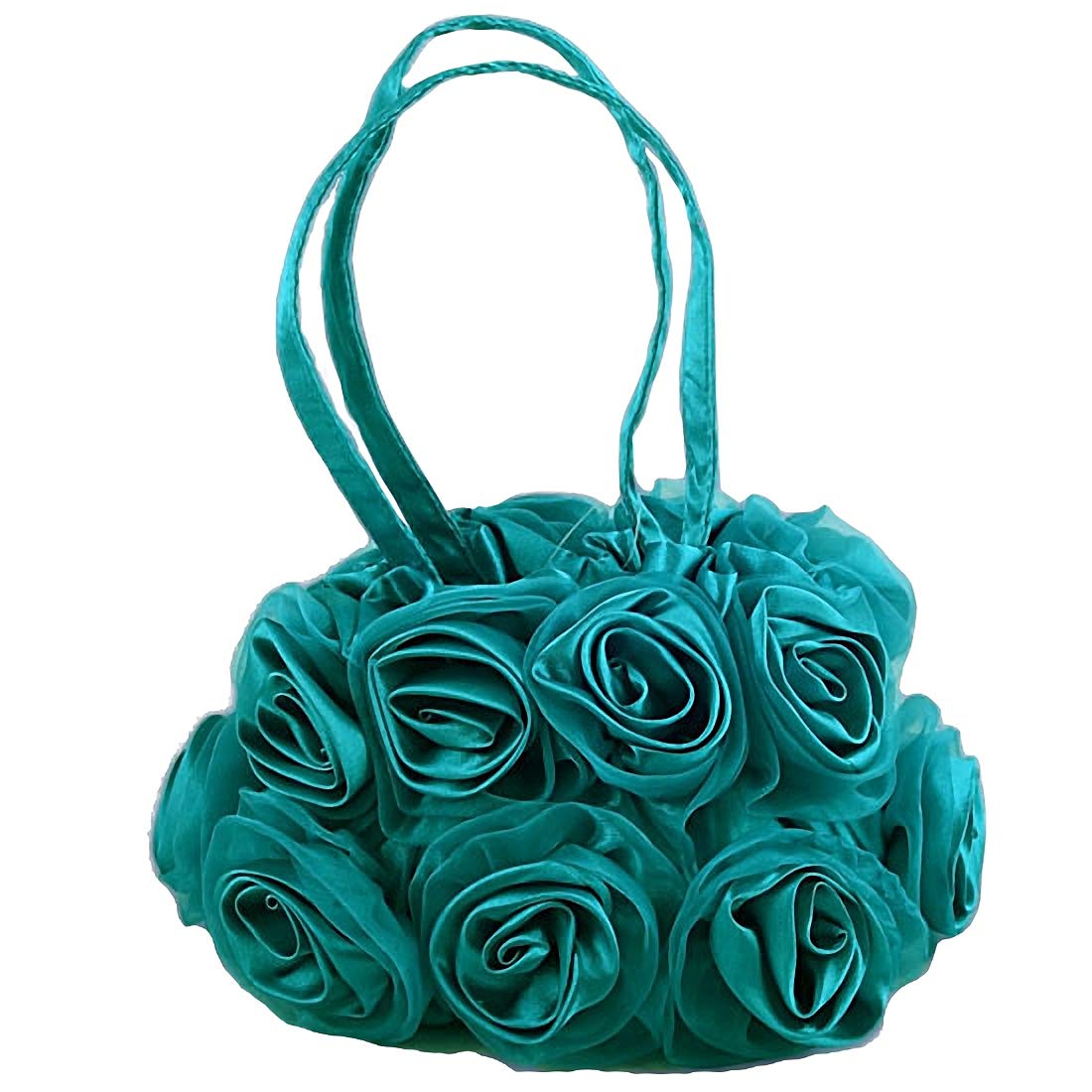 Lito Angels Girls Satin Organza Rosettes Handbag Hang Bag Party Wedding Green